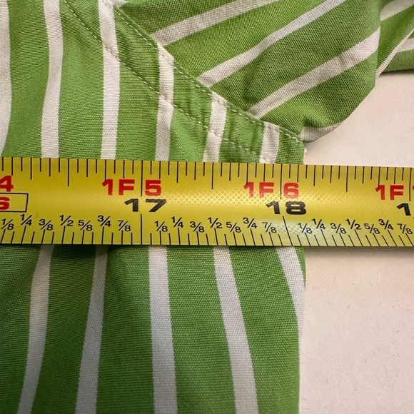 VTG Ralph Lauren Women’s Button Down Lime Green White Stripe Size 6 Pink Logo - Picture 7 of 9